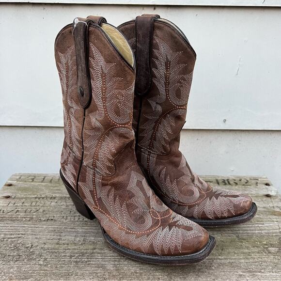 CORRAL Chocolate Stitched Vamp & Tube Western Cowgirl Boots style G1902 - Picture 1 of 6